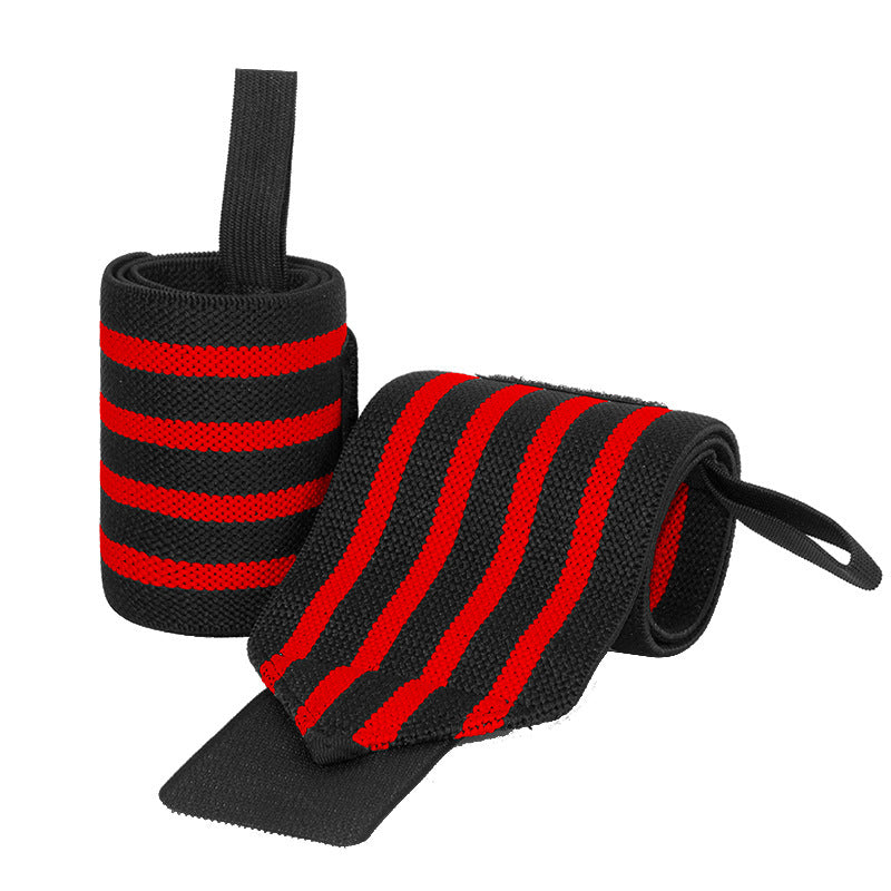 Power Lifting Bench Press Anti-sprain Professional Sports Pressure Booster Stripe Wrist Winding Elastic Bandage