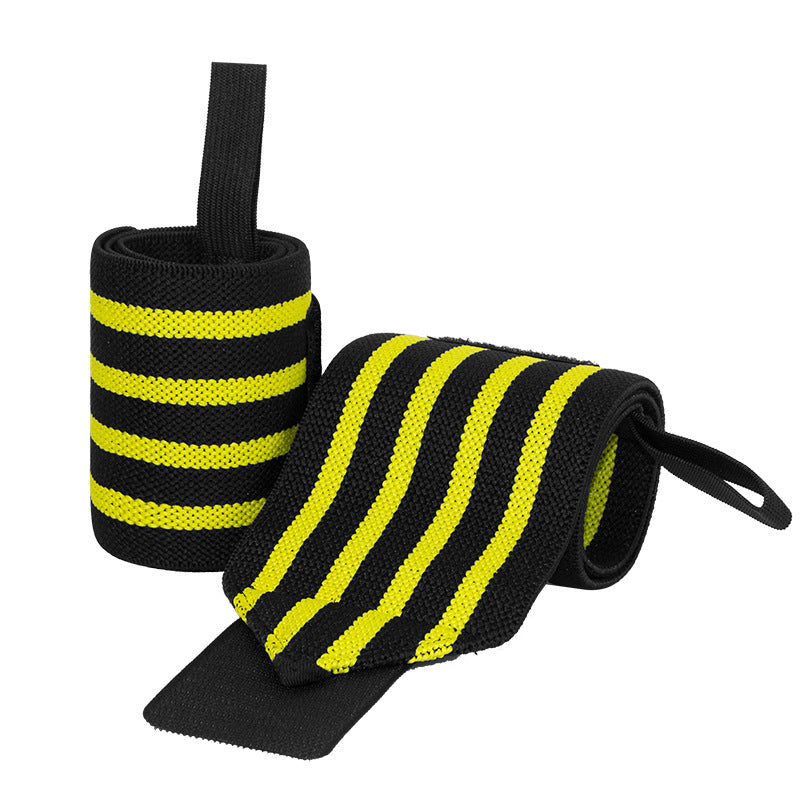 Power Lifting Bench Press Anti-sprain Professional Sports Pressure Booster Stripe Wrist Winding Elastic Bandage