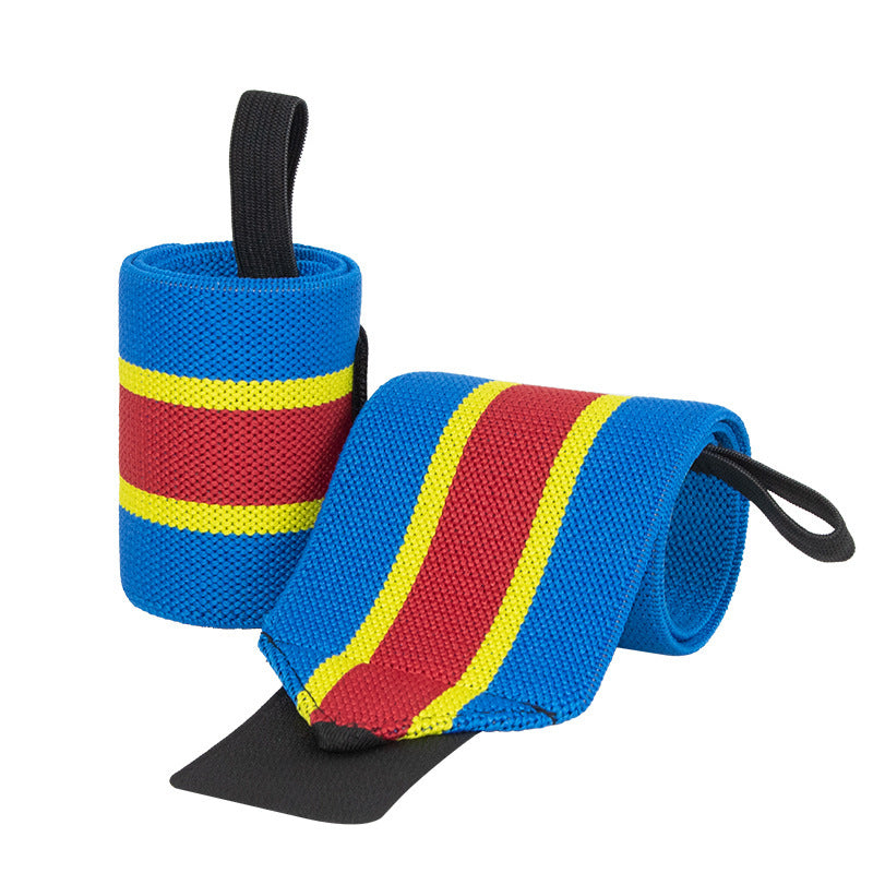 Power Lifting Bench Press Anti-sprain Professional Sports Pressure Booster Stripe Wrist Winding Elastic Bandage