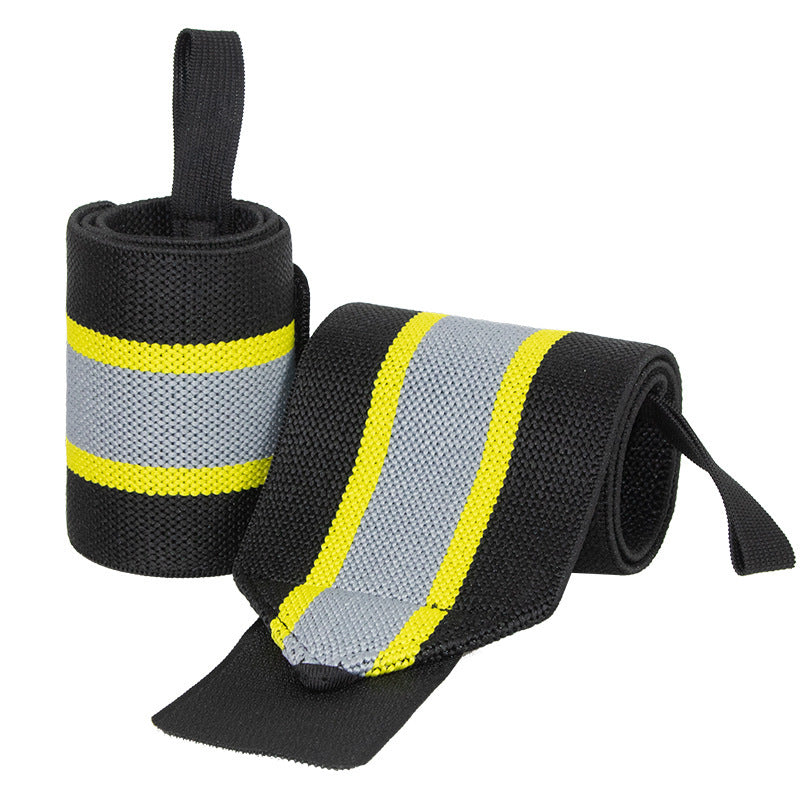 Power Lifting Bench Press Anti-sprain Professional Sports Pressure Booster Stripe Wrist Winding Elastic Bandage