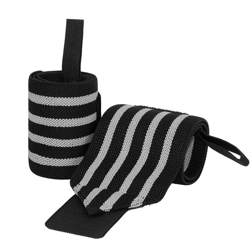 Power Lifting Bench Press Anti-sprain Professional Sports Pressure Booster Stripe Wrist Winding Elastic Bandage