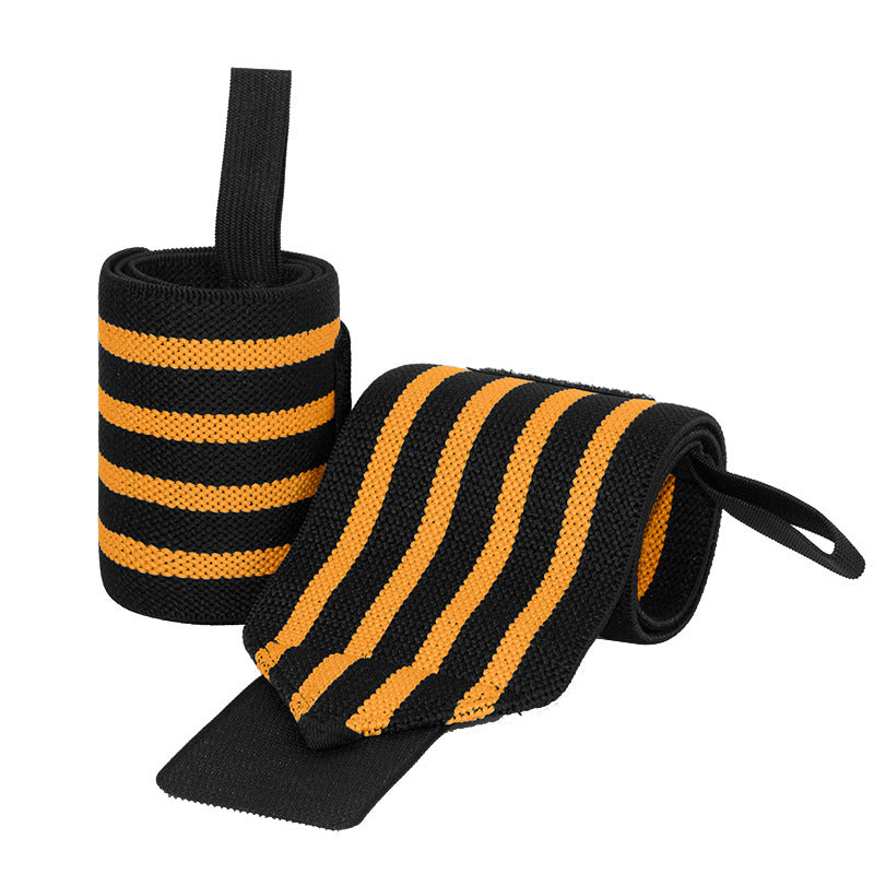 Power Lifting Bench Press Anti-sprain Professional Sports Pressure Booster Stripe Wrist Winding Elastic Bandage